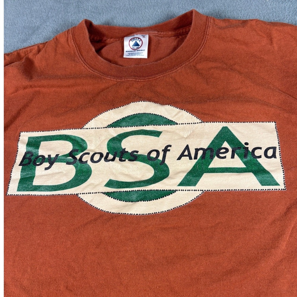 Vintage BSA Boy Scouts of America Delta Magnum Weight T-Shirt Orange XL